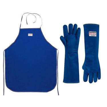 Imagem de Kit Avental De Cozinha Anti Chamas + Luva Com Forro 5 Dedos 45cm Radiant Heat Rio Valley