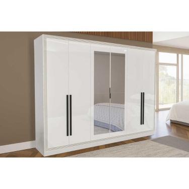 Imagem de Guarda Roupa 6 Portas (2 C/ Espelho) E 4 Gavetas Valência Branco - Politorno