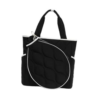 Imagem de simhoa Bolsa de tênis, bolsa de badminton, multiuso para iniciantes, com alça ajustável, mochila para tênis ao ar livre, Preto