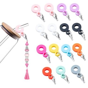 Imagem de 15 pacotes de adaptadores de pingente de canudo pingentes de palha pingentes de silicone pingentes de palha pingentes de palha adereços para decorações acessórios de copo copo, 45 mm x 20 mm x 5 mm