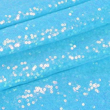 Imagem de Vonty Tecido de lantejoulas da The Yard - 1 jarda tecido de lantejoulas azul bebê, tecido de glitter brilhante tecido de malha de sereia para costurar, vestido de casamento, toalha de mesa, decoração