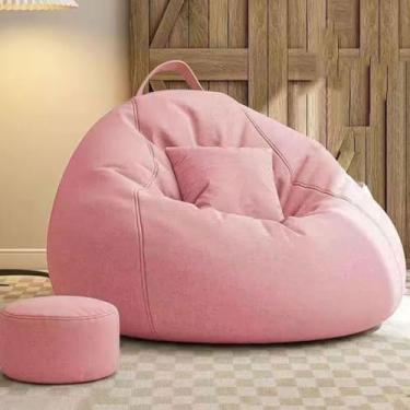 Imagem de Yadlan Puff para exterior/interior, pequeno para pufe confortável cadeira tipo saco para pátio, jardim, terraço, jardim, piscina e casa. Cinzento escuro, ideal para crianças e adultos, rosa 100 * 110