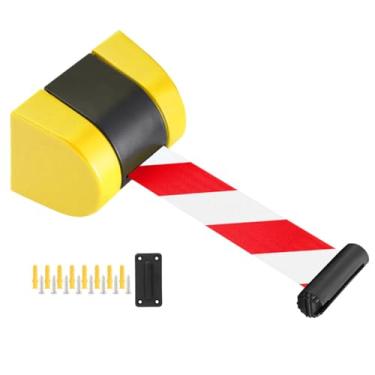 Imagem de HGTRH Cinto de barreira de fila de montagem na parede, barreira de cinto retrátil com design de fivela de trama simples de plástico ABS F 4 furos 2M