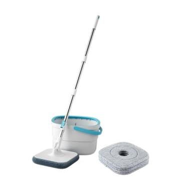 Imagem de Bothyi Conjunto de esfregão e balde esfregões de microfibra alça ajustável cabeça plana esfregões de pó esfregão preguiçoso para canto casa piso banheiro, com 4 Esfregões