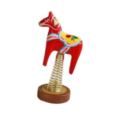 Imagem de Generic Decoração para painel de carro: cavalo de balanço, acessório decorativo para interior de carro, estátua de animal para restaurante e festival, Vermelho