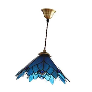 Imagem de IEUDNS Luz de decoração de teto leve pendente iluminação de decoração rústica lustre lustre, Azul 29cmx16cm