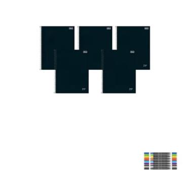 Imagem de Kit Caderno Universitário Zip Preto 80F Tilibra + Marcador Artístico Brush Dual Tip 10 Cores Cis