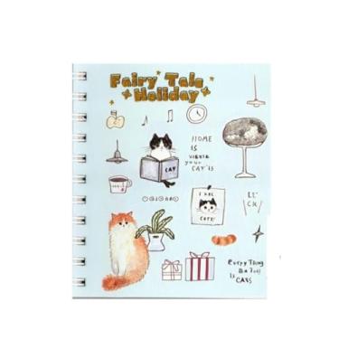 Imagem de Caderneta de Anotações 4 Divisórias Gato 80 Fls - Papelaria Fofa, Caderno de Anotações Tamanho 12,8x18,2cm (Azul)