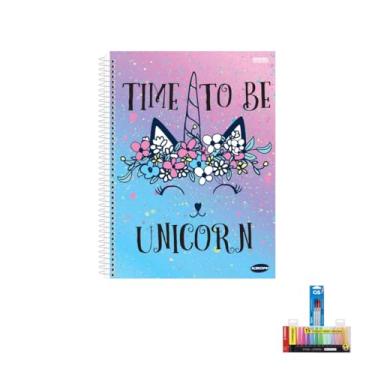 Imagem de Kit Caderno Feminino Capa Dura 96 Folhas + Caneta Esferográfica Spiro 0.7mm + Marca Texto Estojo 15 Cores