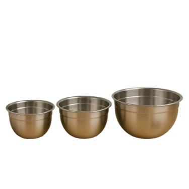 Imagem de Tigelas Inox Bowl Multiuso Profissional Redonda Saladeira Confeitaria (kit com 3 tigelas 20,24,26)