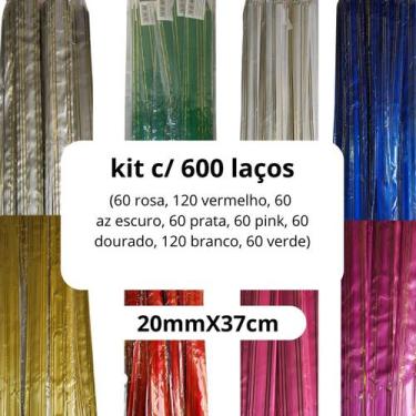 Imagem de Kit C/600 Laço Fácil C/Filete Sortido Presente 20mmx37cm - generico