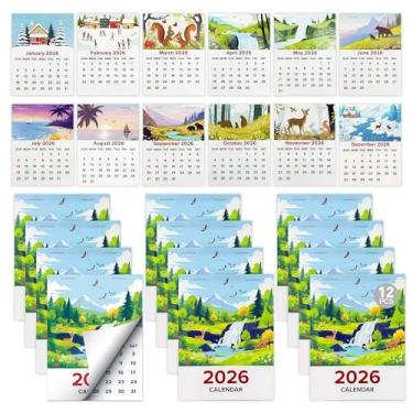 Imagem de Mini calendário de parede 2026 – Pequeno calendário mensal com adesivo traseiro para painel de carro, geladeira, laptop, escritório, caminhão, adesivos transparentes para calendário de geladeira (12