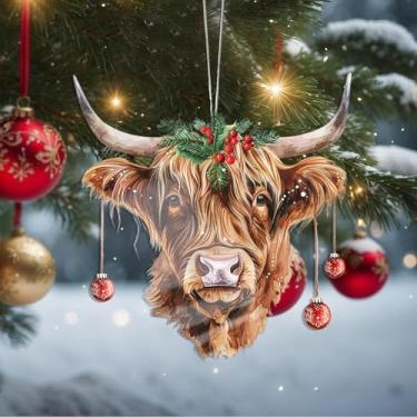 Imagem de Enfeites de Natal para pendurar em cristal de gado, enfeites de árvore de Natal feitos à mão, decoração de carro e casa - presentes de Natal, decoração de artesanato em acrílico, ideias de troca de