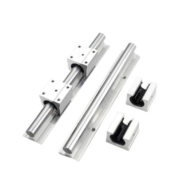 Imagem de 2 peças SBR16 16 mm trilho linear qualquer comprimento suporte trilho guia redondo + 4 peças SBR16UU bloco deslizante para CNC (750 mm)