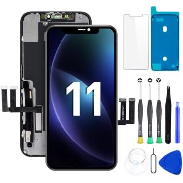 Imagem de Kit de substituição de tela LCD para iPhone 11 com moldura e digitalizador, montagem completa com ferramentas de reparo e adesivo à prova d'água – para iPhone 11 (6,1 polegadas)