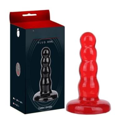 Imagem de Plug Anal Sem Vibro 4 Gomos Iniciante Sinuoso Treinamento Progressivo 12.5x3cm Plug Dilatador KT415 (VERMELHO)