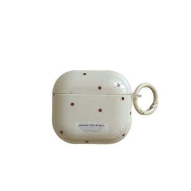 Imagem de AiDianFuYa Capa de bolinhas creme com trava para AirPods de 4 gerações, estampa estética vintage, elegante, luxuosa, retrô, meninas, mulheres, capa protetora para Airpod 4ª geração (branco creme)