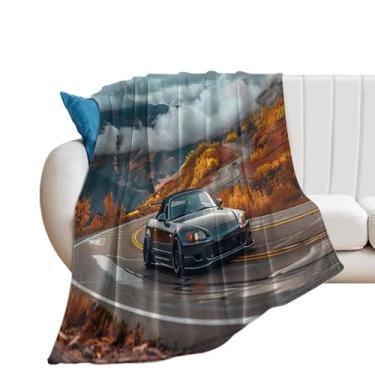 Imagem de HouLaiZhe Cobertor Super Macio Flanela S2000 JDM Carro Esportivo Montanha Neblina Leve Cobertores de Refrigeração para Sofá-Cama Cadeira Sofá Carro Viagem ao Ar Livre Leve Quente 152 cm x 203 cm