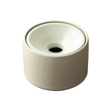 Imagem de Cinzeiro Cinzeiro em forma de funil cerâmica sólida, para uso doméstico, sala estar, escritório ou mesa. Redondo, com tampa