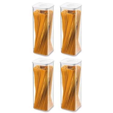 Imagem de Kit 4 Potes Hermetico Smart Branco - 2,0 Litros - Injeplastec