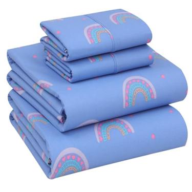 Imagem de RUVANTI Lençóis de cama casal 100% algodão, 4 peças, roupa de cama de percal macia e respirável, bolso profundo de 40,6 cm, padrão de hotel, sensação fresca e nítida, durável, perfeito conjunto de