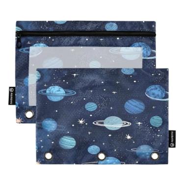 Imagem de Wassud Pacote com 2 pastas de fichário estrelas e planetas com 3 furos, pasta organizadora de arquivos para casa, escritório