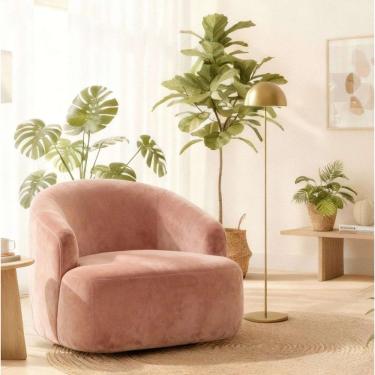 Imagem de Poltrona Orgânica Luxo Recepção Lótus Suede Cor Rosê