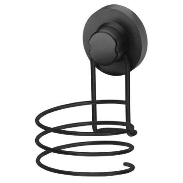 Imagem de Suporte para secador de cabelo schmitt com ventosa preto fosco