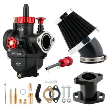 Imagem de Kits de carburador PE24 mm para motor Predator Coleman 196cc 212cc 224cc, mini bicicleta KT196 Go Kart GX160 GX200 6,5hp clone, kit de carburador PE24 com coletor de admissão 48 mm filtro de ar (preto