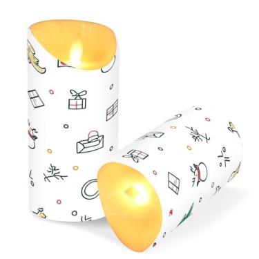 Imagem de Blueangle Pacote com 2 velas de árvore de Natal sem chama com controle remoto e temporizador, velas LED cintilantes (7,6 cm x 15 cm) para decoração de casa, casamento, acampamento (150)