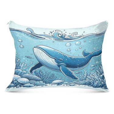 Imagem de Burbuja Fronha corporal de baleia 53 x 137 cm, capa de almofada de pelúcia ultra macia e aconchegante com zíper para pele de cabelo