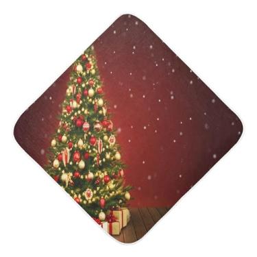 Imagem de Burbuja Toalha de banho de árvore de Natal para bebês - Toalha com capuz de musselina macia e absorvente para recém-nascidos, 89 x 89 cm