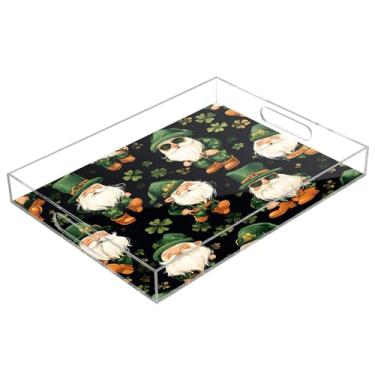Imagem de STAYTOP Bandeja de servir de acrílico fofa Gnomo, 15,7 x 11,20 cm, à prova de derramamento, organizador de bancada para café da manhã, chá, comida, maquiagem