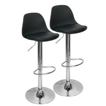Imagem de Kit 2 Banquetas Giratória Regulável Base Giratória Cromada(Preto) (Branco)