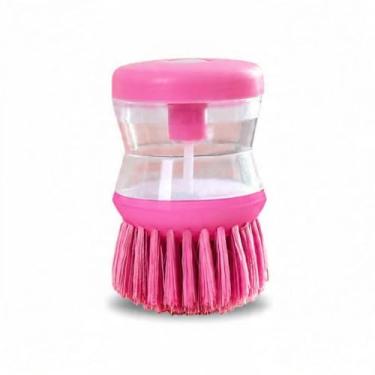 Imagem de Escova de Limpeza Multiuso com Dispenser de Detergente, Cerdas de Nylon, Design Ergonômico, para Cozinha e Banheiro, (Rosa)