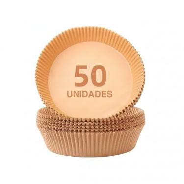 Imagem de Kit 50 Formas Descartáveis para AirFryer 20cm Redonda Antiaderente Prático Ideal para Cozinhar Assar com Faciliadade Carnes Frangos Batatas Legumes Cozimento Saudável