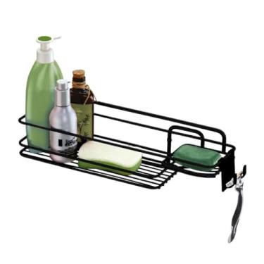 Imagem de Suporte Porta Shampoo Sabonete Parede Prateleira Banheiro Preto Fosco - 998PT Future