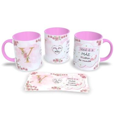 Imagem de Caneca de Porcelana Com Alça e Interior Rosa Estampa Alfabeto das Mães (Y)