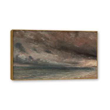 Imagem de NHLDZYH Moldura de teca. John Constable, quadro de tela de romance inglês, paisagem atmosférica, arte de parede com moldura para biblioteca ou sala. (Mar tempestuoso Brighton). 30x51cm
