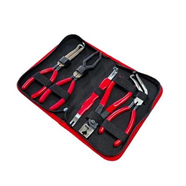 Imagem de ALWALKEE Conjunto de alicates de desconexão elétrica, cabo vermelho e preto, alicate de conector angular de 5 peças com estojo de transporte com zíper