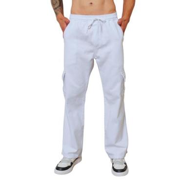 Imagem de Calças Cargo Modelo Street Wear Estilo Balão 6 Bolsos Jeans e Sarja - 