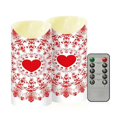 Imagem de Wassud Pacote com 2 velas mandalas redondas sem chama de dia dos namorados com controle remoto, velas realistas cintilantes com temporizador, velas decorativas para Natal, casamento, festa, decoração