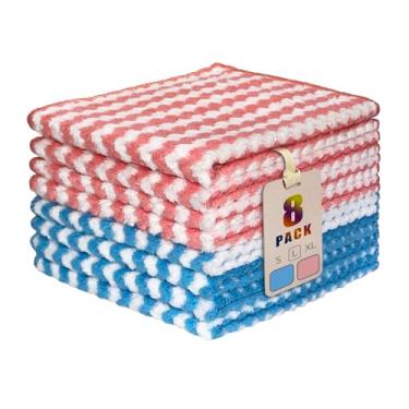 Imagem de AIWIWH Toalhas de prato, panos de limpeza de microfibra de veludo coral, super absorventes e de secagem rápida, panos de prato reutilizáveis sem fiapos para cozinha, lavar pratos (8, grande mistura)