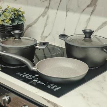 Imagem de Frigideira Antiaderente Granito 20cm – Indução, Gás e Elétrica, Cabo Ergonômico em Baquelite