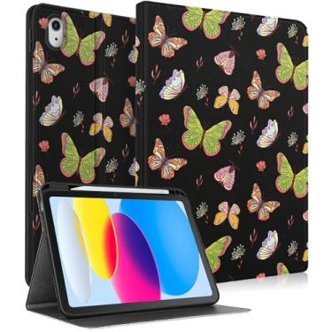 Imagem de Wazzasoft for iPad A16 Case (11th) 2025,for iPad 10th Generation 10.9 inch (2022) - Women Girls Cute Smart Folio Cover (Auto Wake/Sleep) with Build-in Pencil Holder for Apple Tablet,Butterfly