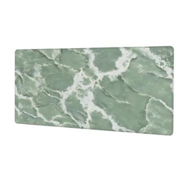 Imagem de Tapete de mouse grande e bonito mármore verde à prova d'água com protetor de mesa estendido para computador, base de borracha antiderrapante para escritório, computador, teclado, laptop e mesa de casa