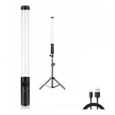 Imagem de Luz LED RGB Portátil com Tripé 2m – Bastão de Iluminação Fotográfica Ajustável CRI 85 para Vídeo, Foto e Lives(Bastão Branca + Tripe 2 Metros)