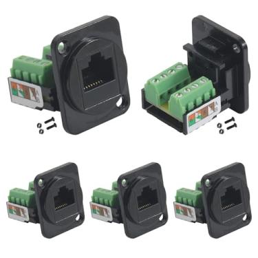 Imagem de PENGLIN Adaptador de terminal de parafuso de montagem em painel RJ45 de 5 peças, conector Ethernet sem solda 8P8C CAT6 fêmea para fêmea, compatível com cabos Ethernet Cat6/Cat5/ Cat5e