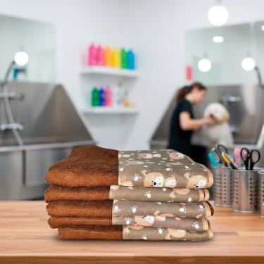 Imagem de Kit com 5 Toalhas de Banho Pet Splash – Toalhas Ultra Absorventes e Confortáveis (Marrom)