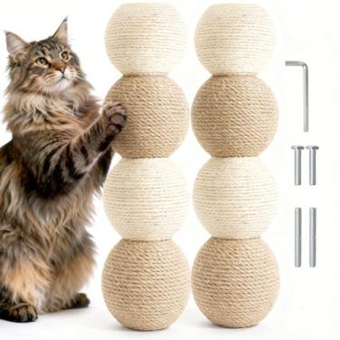 Imagem de Pacote com 2 postes de substituição para arranhadores para gatos, postes de sisal Moden de 35 x 10 cm com parafusos M8, peças de recarga para torres internas de gatos e conserto de móveis - branco